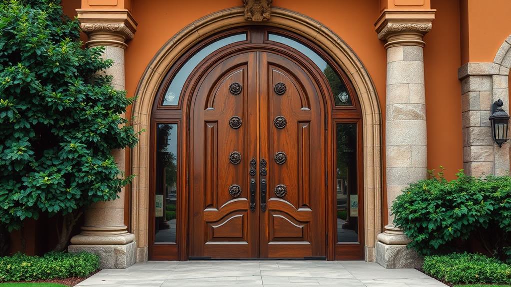 wooden main entrance doors