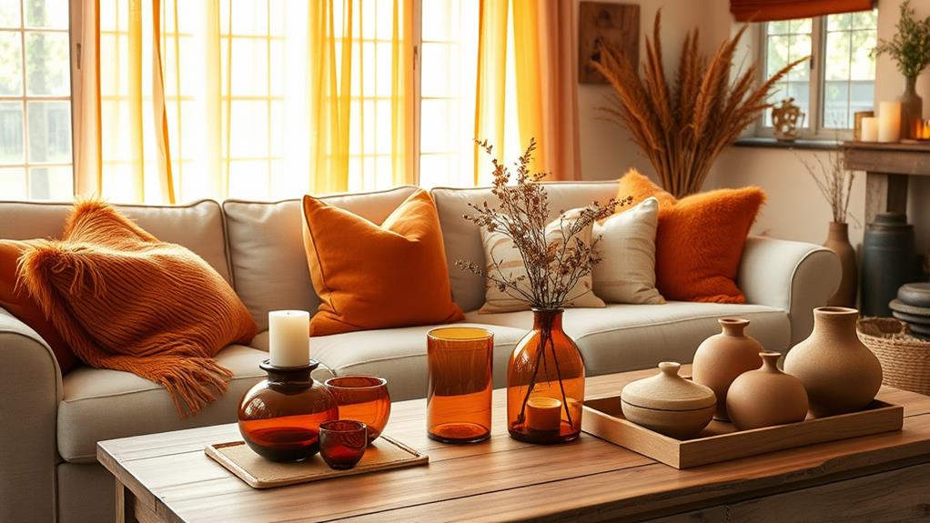 burnt orange decorative accent pieces