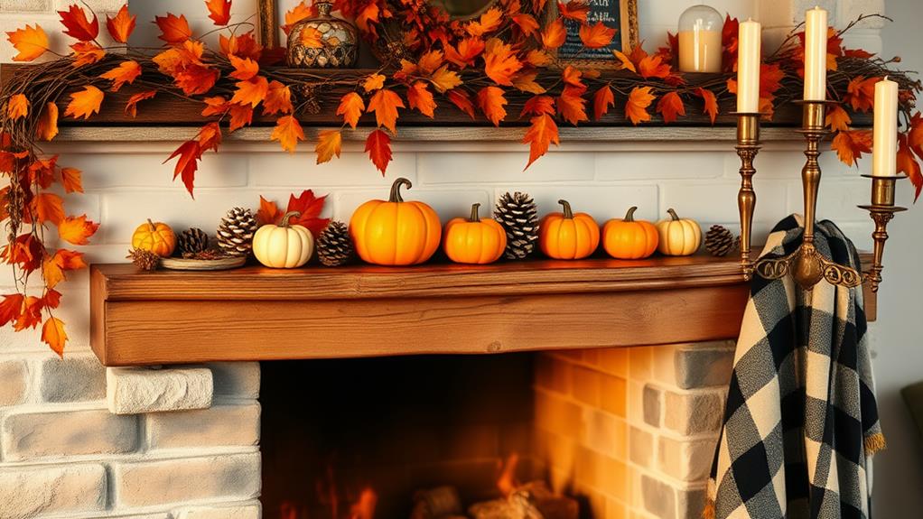 cozy fireplace fall mantel decor