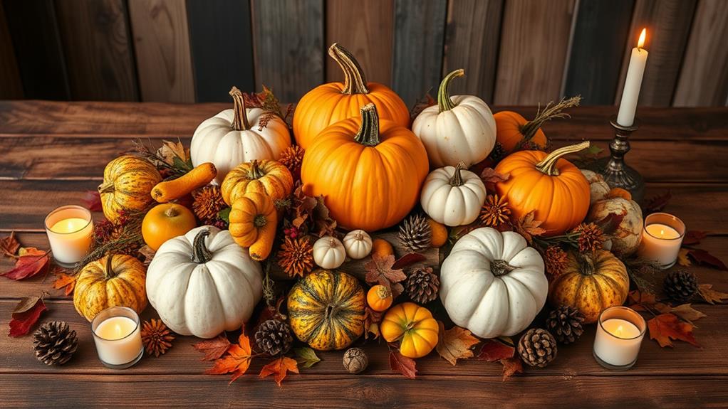 festive autumn decorative pumpkin arrangements