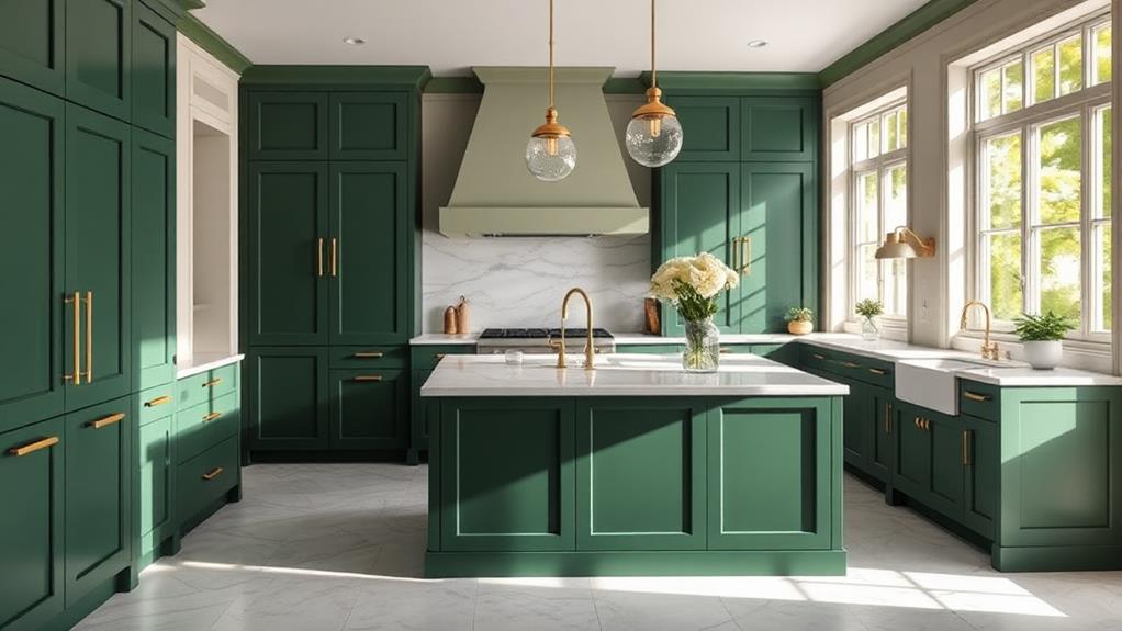 kitchen island cabinetry green