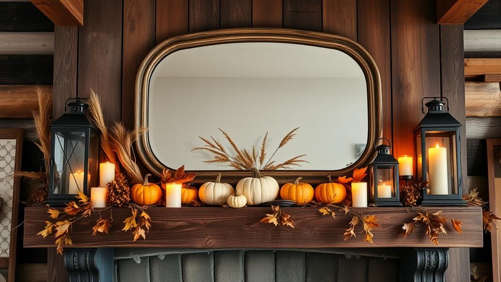 rustic autumn mantel decor makeover