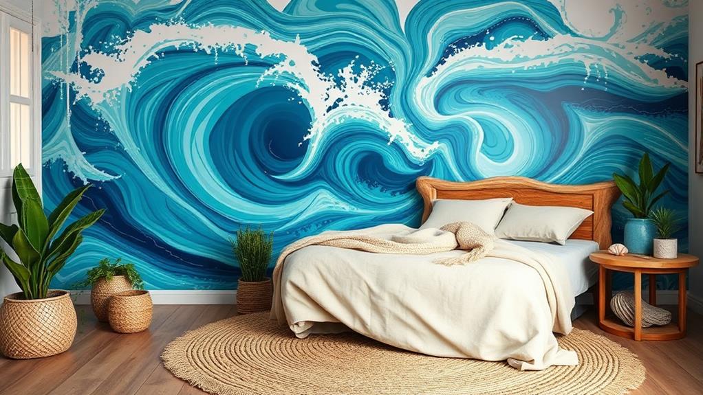 vibrant serene ocean inspired mural