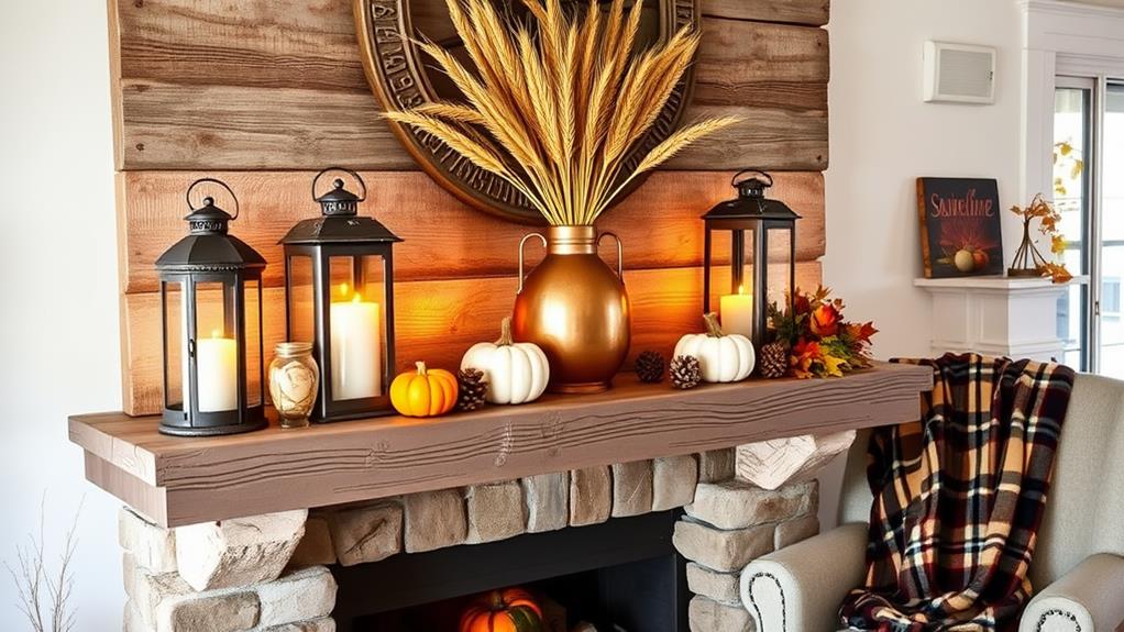 warm cozy seasonal farmhouse mantel