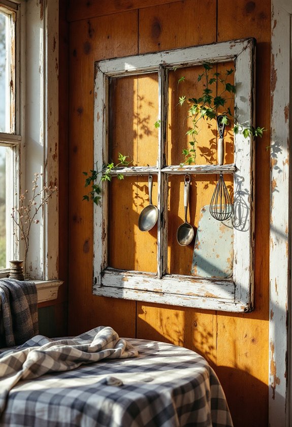 aged wooden window frames