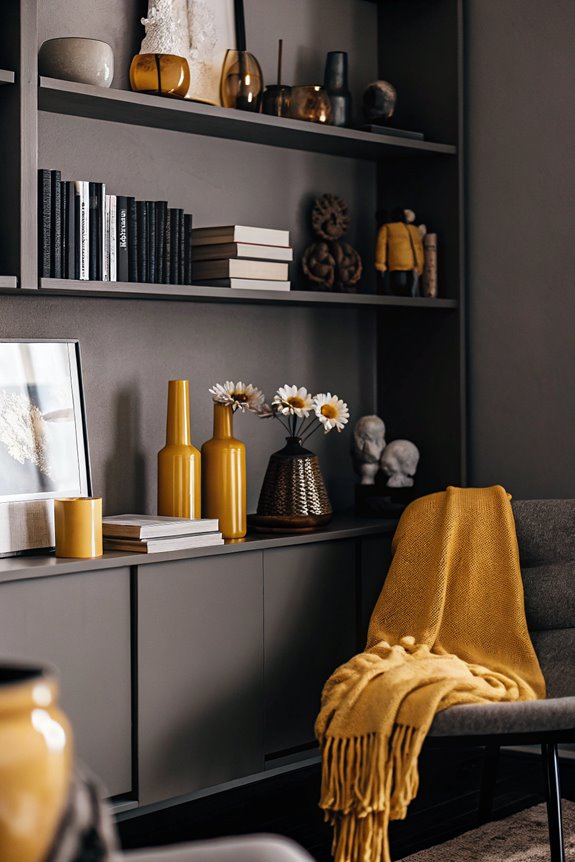 bright yellow shelf accents