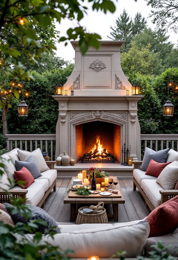 chic outdoor fireplace design