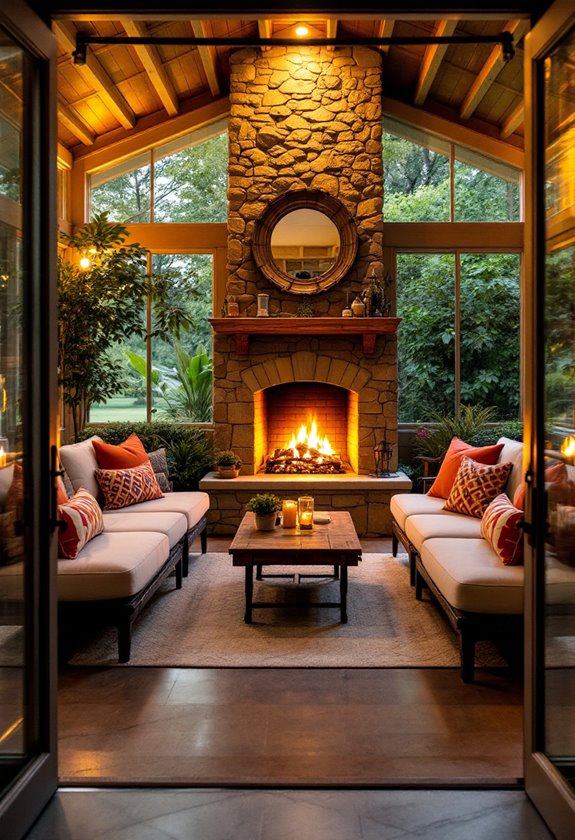 cozy outdoor fireplace retreat