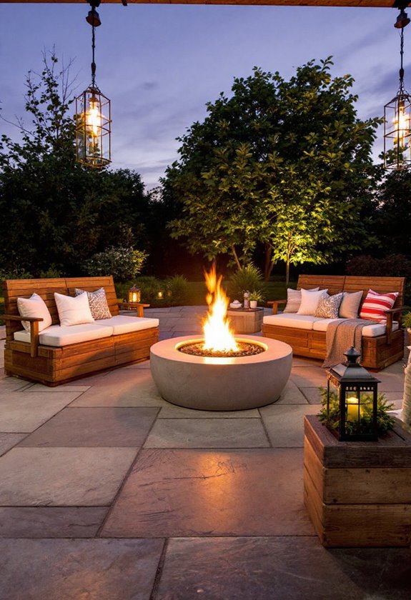 custom seating around firepit