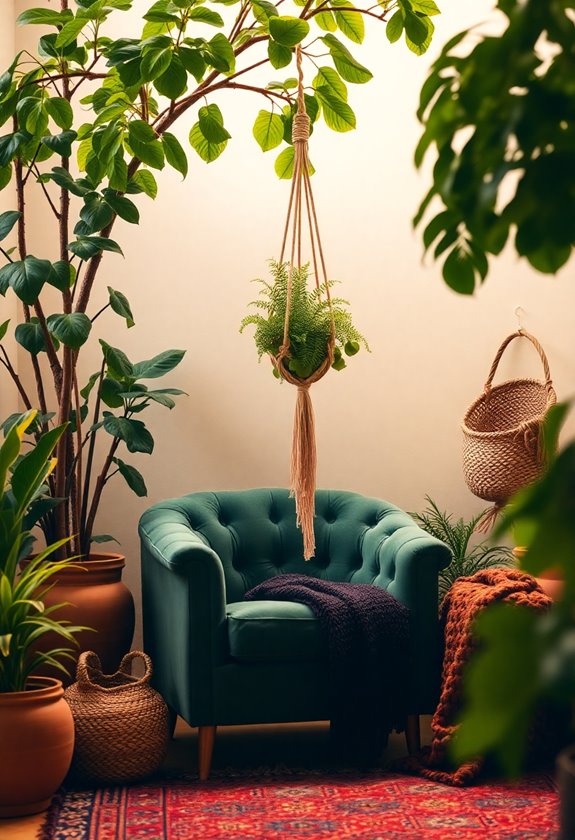 decorative greenery bohemian styled corner