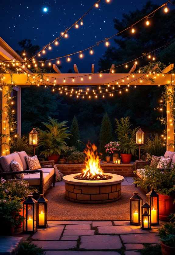 illuminated outdoor fire pit