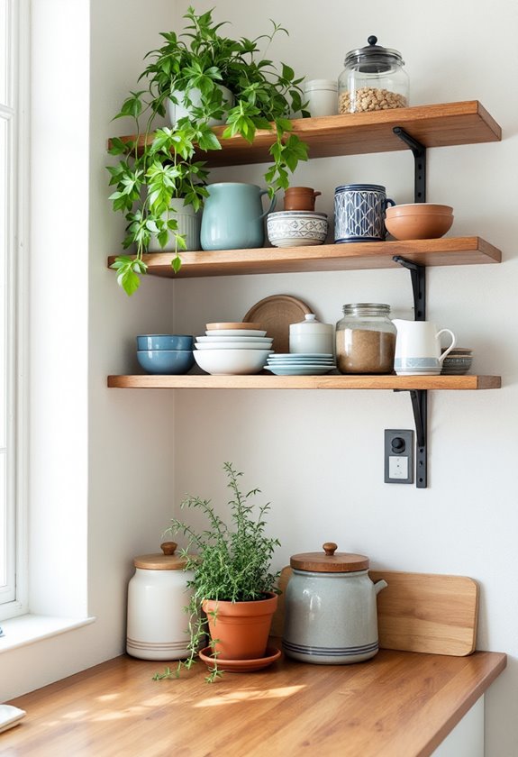 open shelving for small kitchens