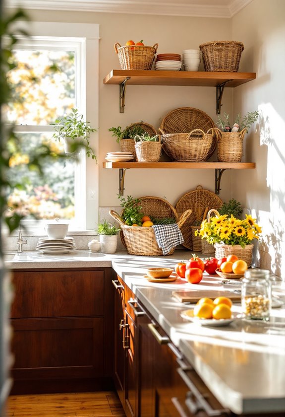 organized storage solution baskets