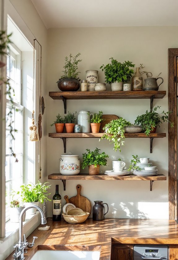 rustic sustainable wooden shelves