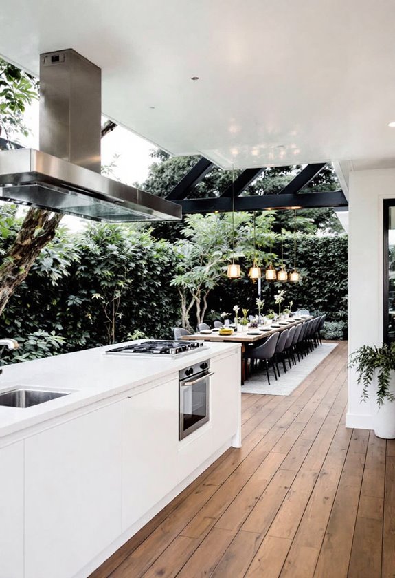 sleek outdoor cooking space