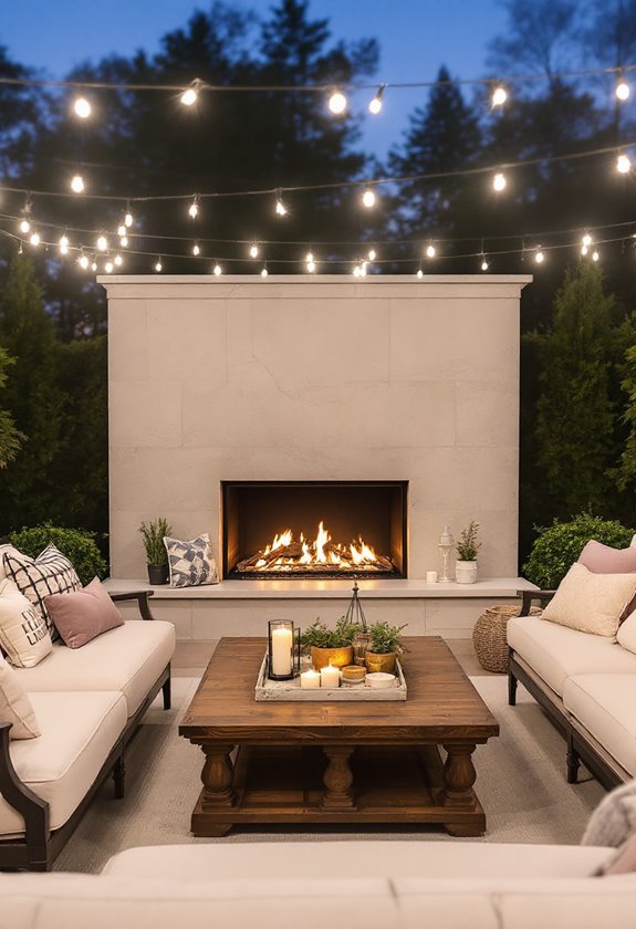 stylish integrated fireplace area