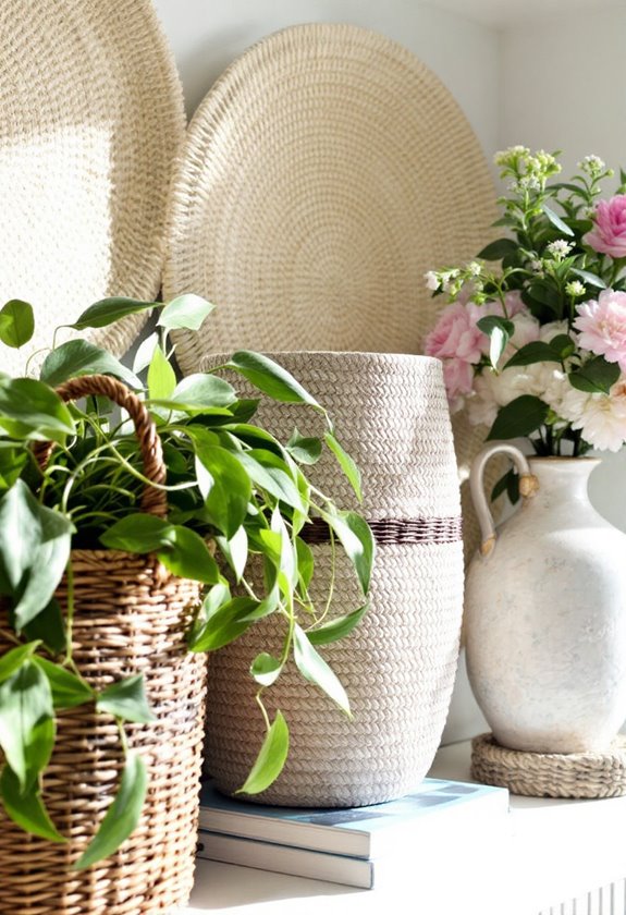 baskets arranged in layers