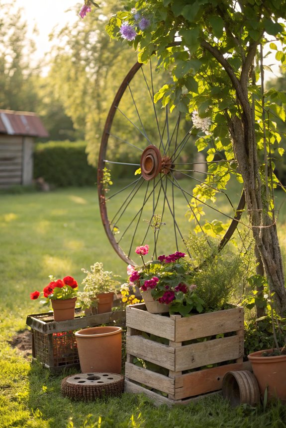 bicycle wheel garden structure