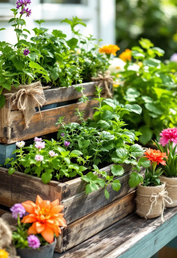 charming wooden planter boxes