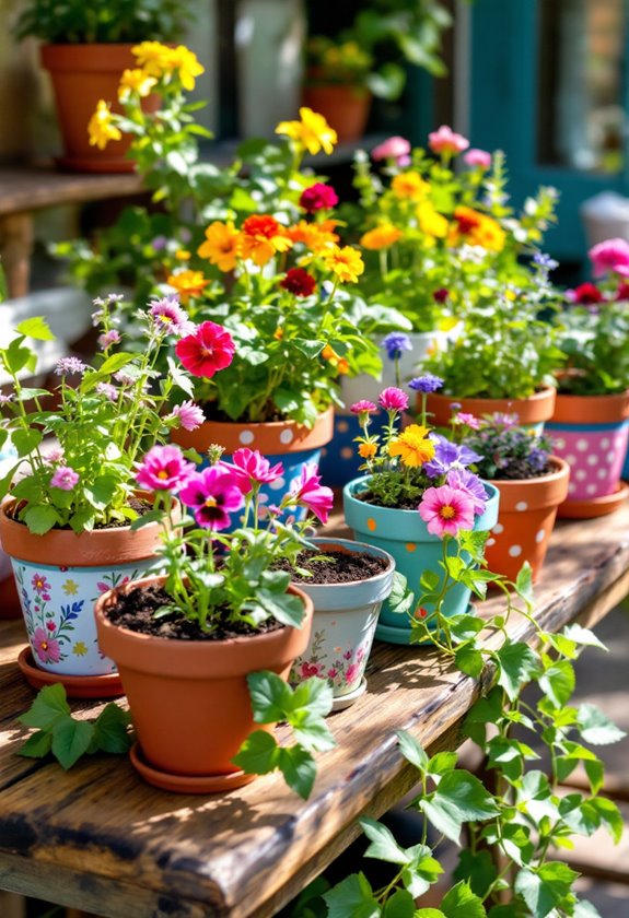 colorful ceramic planting containers