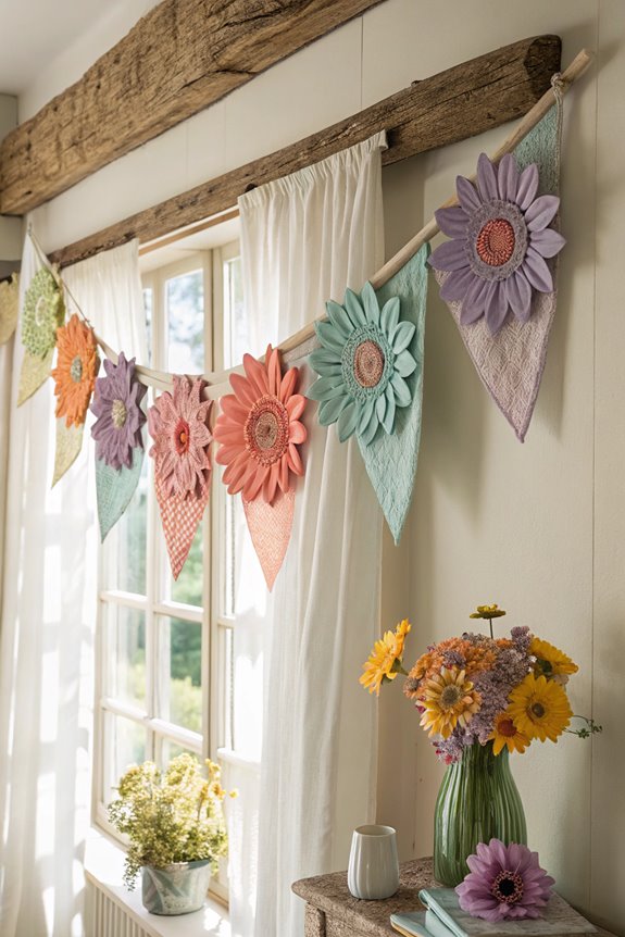 colorful fabric flower banners