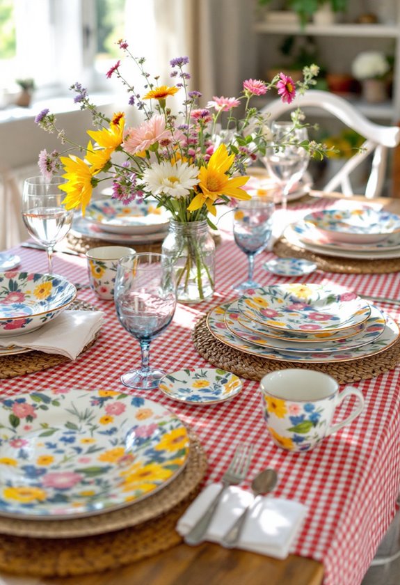 colorful floral dinner set