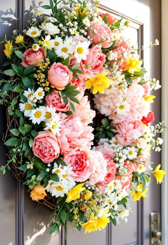 colorful flower arrangement wreath