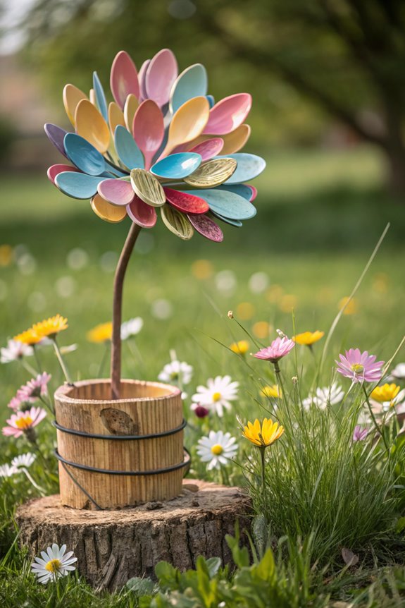 colorful plastic spoon art