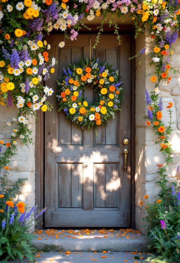 colorful wildflower wreaths