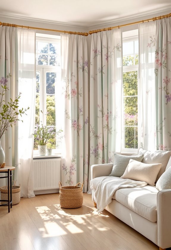 floral patterned window curtains