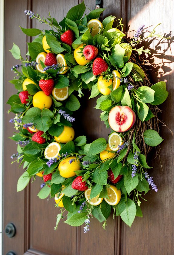 fruit adorned seasonal wreath