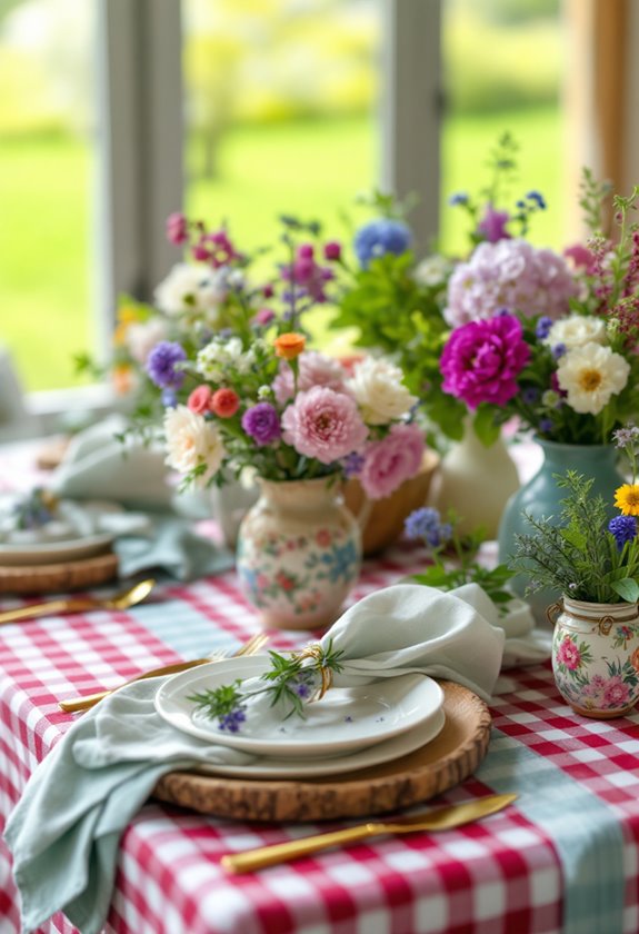 gingham patterned dining decor items