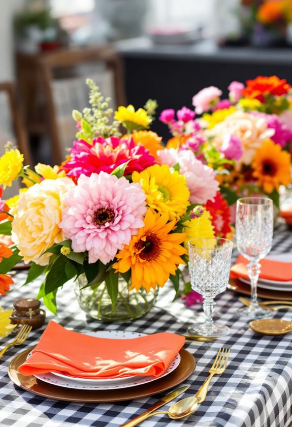 gingham patterned table decor accents