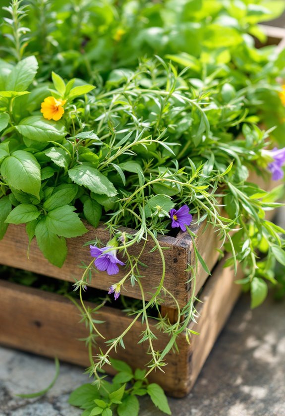 herb display in crate