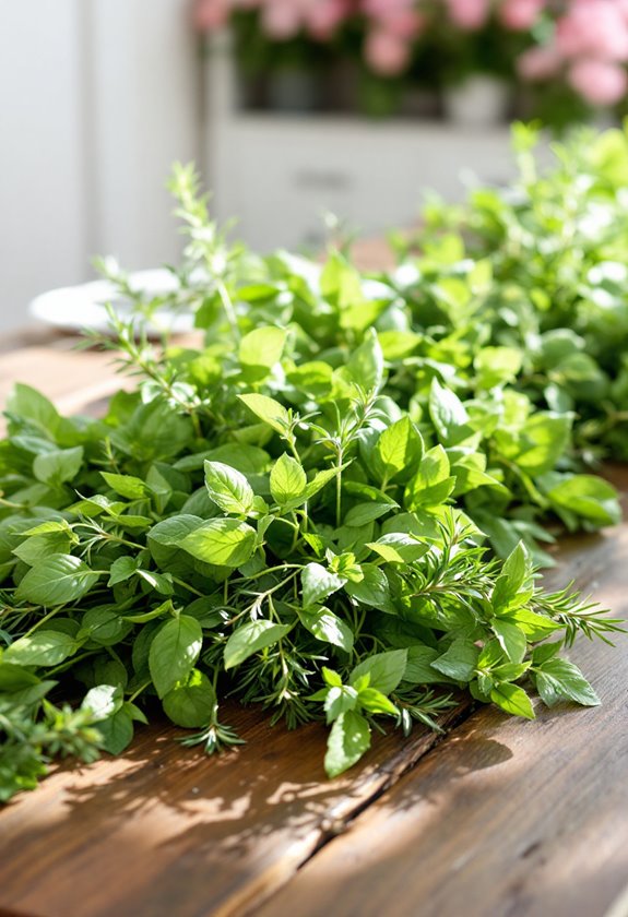 herb themed table decoration runner