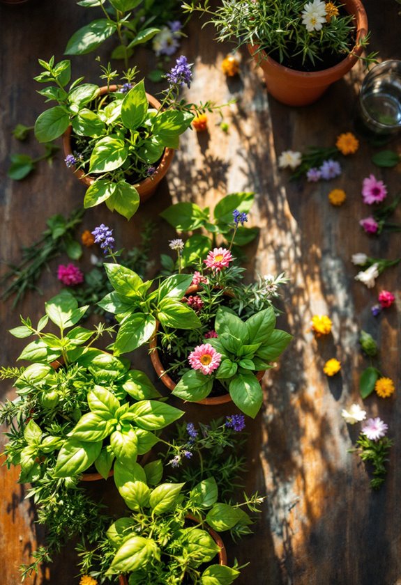 herbs arranged as bouquets