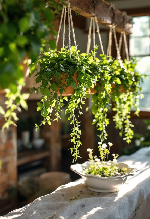 herbs in vertical pots