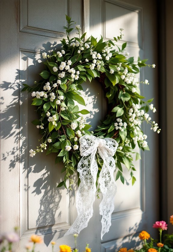 lace adorned with greenery