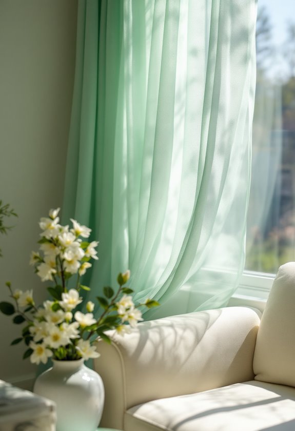 mint green sheer drapes