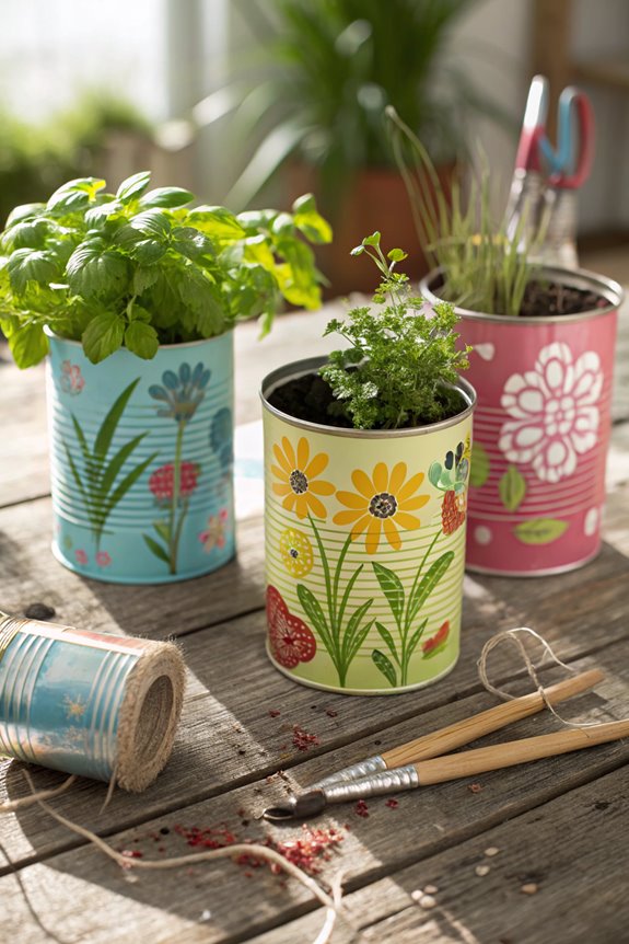 repurposed cans for gardening