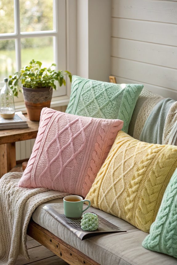 repurposed knit textile cushions