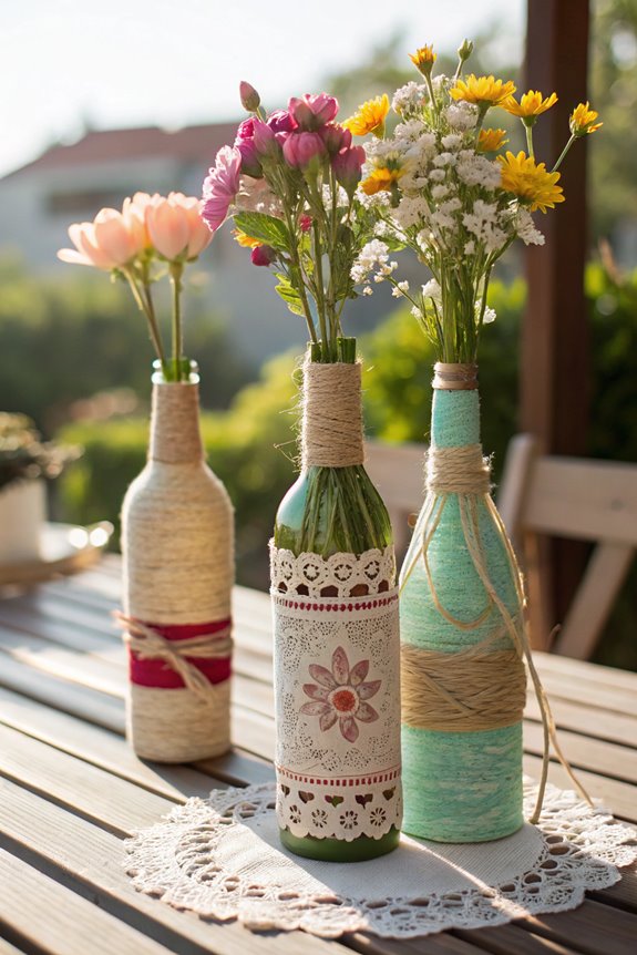 repurposed wine bottle vases