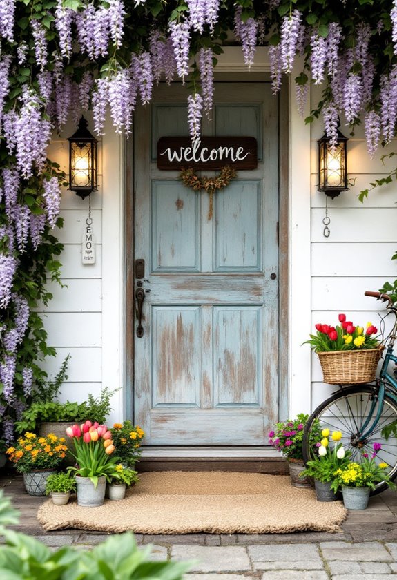 rustic spring entrance decor