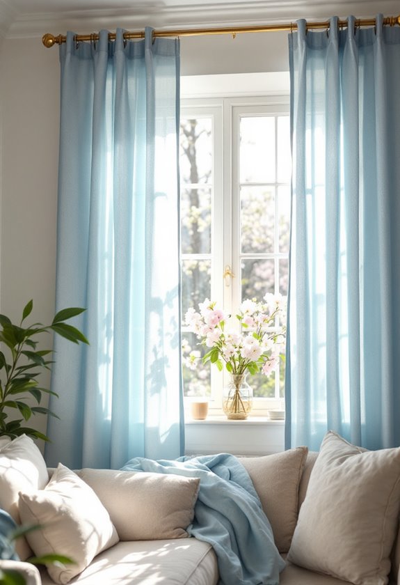 sky blue curtain panels