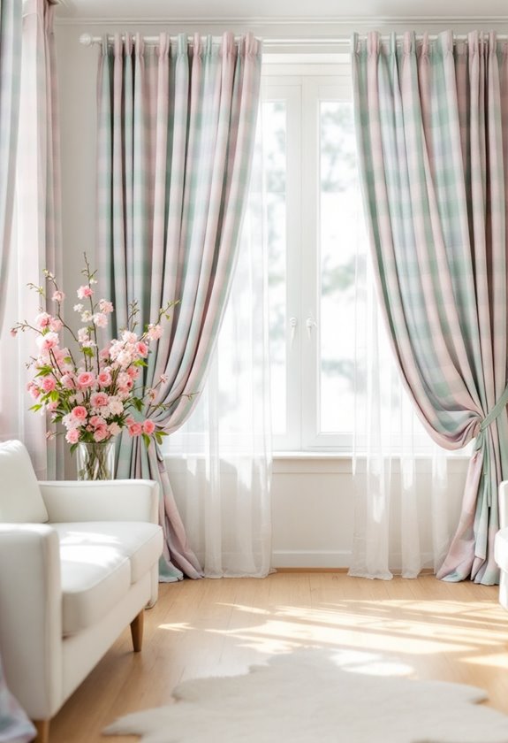 soft colored checkered drapes