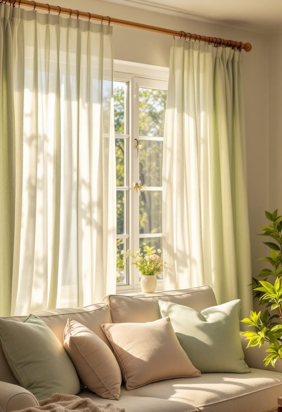 soft green window drapes