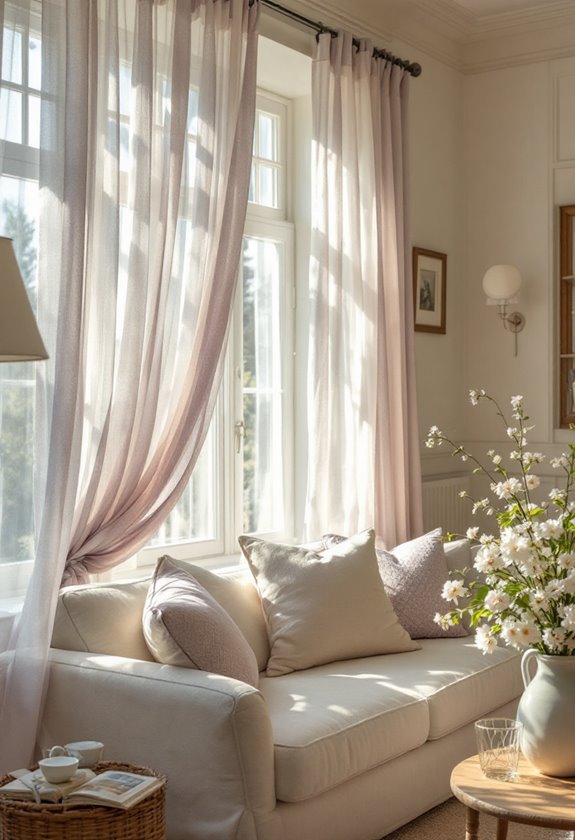 soft lavender cotton drapes