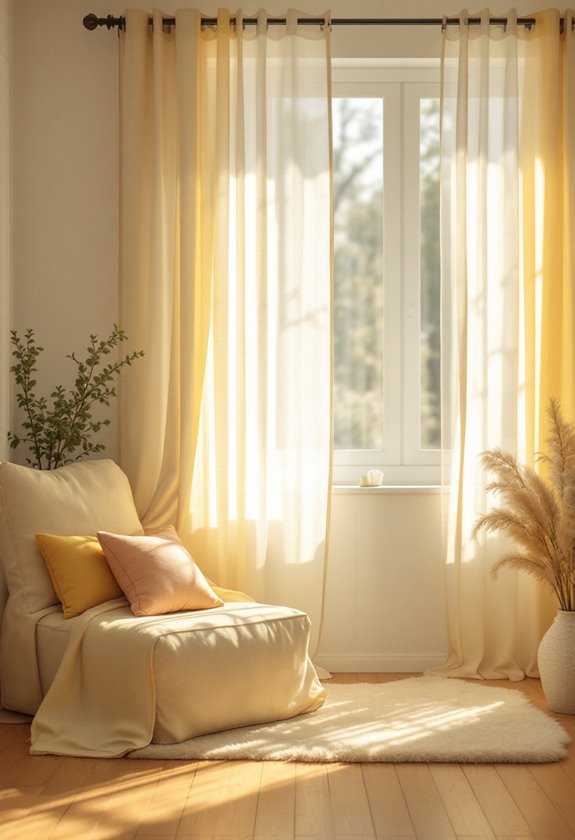 soft yellow fabric curtains