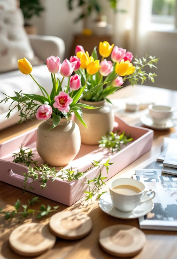 spring coffee table styling