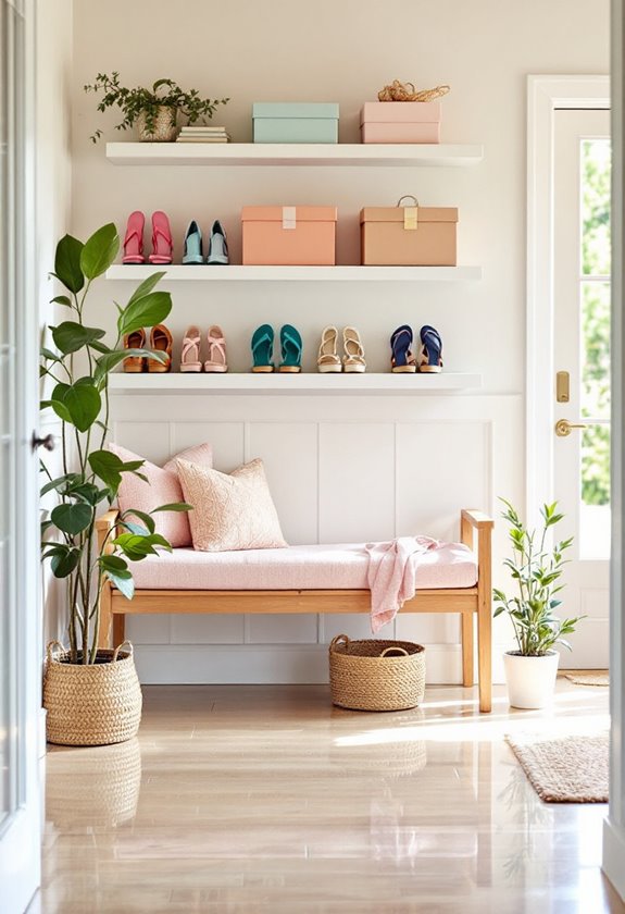 spring entrance shoe organization